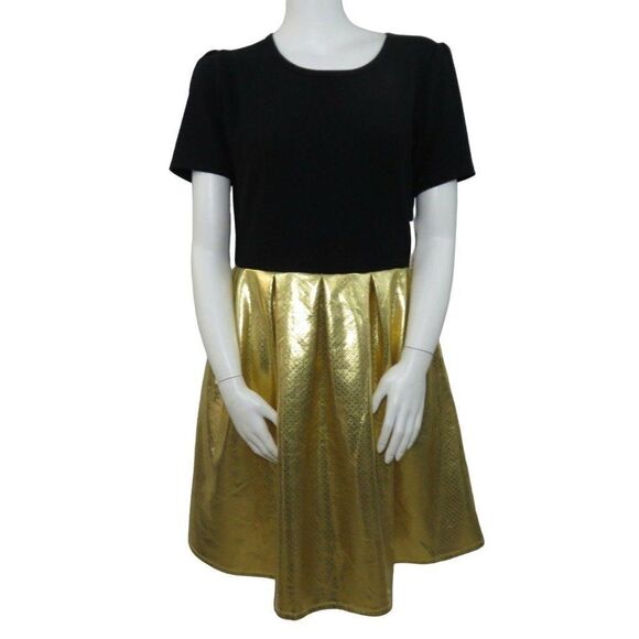 New LuLaRoe S Amelia Dress Elegant Collection Black Gold Lame Sparkle Shimmer - Picture 1 of 9